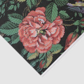 エキゾチックカラフルフローラとバードブラック背景 薄葉紙 (詳細)