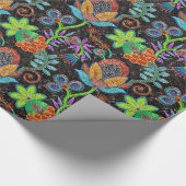 エキゾチックカラフルフローラデザインガラスビーズルック ラッピングペーパー (角)