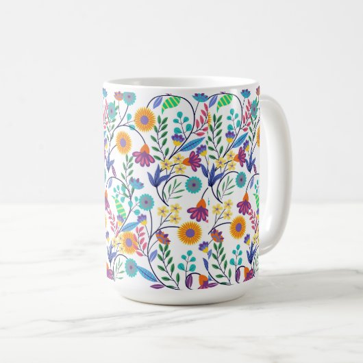 エキゾチックカラフルフローラ背景パターン–23145 コーヒーマグカップ (正面右)