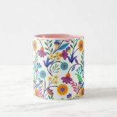 エキゾチックカラフルフローラ背景パターン–23145 ツートーンマグカップ (中央)