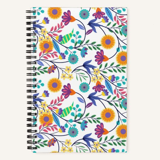 エキゾチックカラフルフローラ背景パターン–23145 ノートブック (正面)