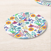 エキゾチックカラフルフローラ背景パターン–23145 ラウンドペーパーコースター (アングル)