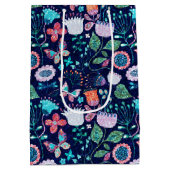 エキゾチックカラフルヴィンテージ花シームレスパターン ミディアムペーパーバッグ (裏面)