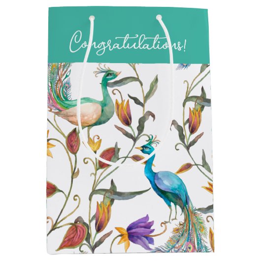 エキゾチックカラフル孔花柄 ミディアムペーパーバッグ (正面)