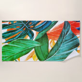 エキゾチックカラフル葉パーム ビーチタオル (正面)