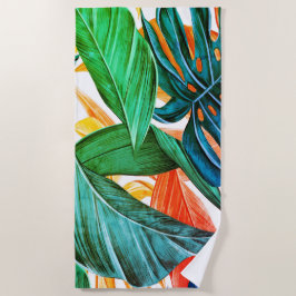 エキゾチックカラフル葉パーム ビーチタオル