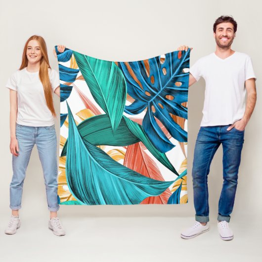 エキゾチックカラフル葉パーム フリースブランケット (インサイチュ)