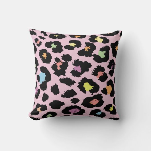 エキゾチックカラフル野生ヒョウデザインハンドドロンファ クッション (正面)