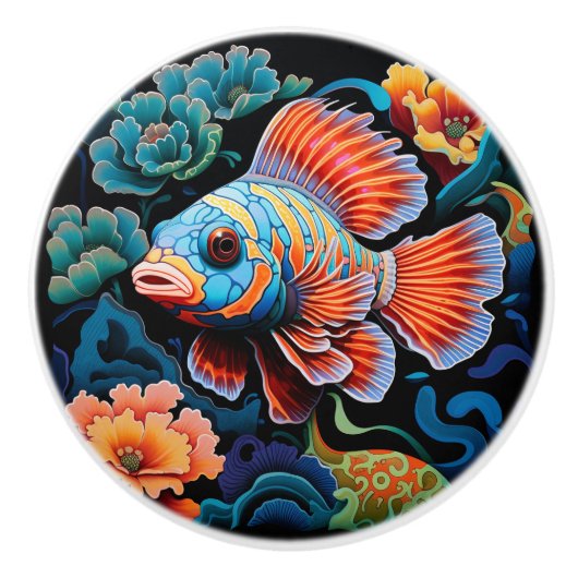 エキゾチックカラフル魚 セラミックノブ (正面)