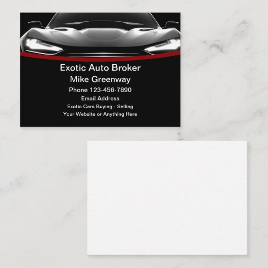 エキゾチッククール自動車ブローカーの名刺 名刺 (正面/裏面)