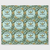 エキゾチックターコイズゴーバナナスハッピーバースデージャングル ラッピングペーパー (フラット)