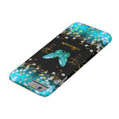 エキゾチックティール（緑がかった色）ブルー金ゴールドブラックバタフライスパークル Case-Mate iPhoneケース (底)