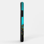 エキゾチックティール(緑がかった色)ブルー金ゴールドブラックバタフライ Case-Mate iPhoneケース (裏面/右)