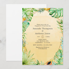 エキゾチックトロピカルジオメトリックエンゲージメントパーティ 招待状