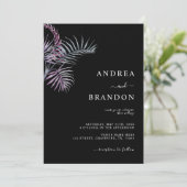 エキゾチックトロピカルパームツリーの葉をモチーフにしたオールインワンウェディング 招待状 (スタンド正面)
