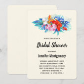 エキゾチックトロピカルフラワーズ ピンク＆アクア ブライダルシャワー 招待状 (正面/裏面)