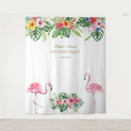 エキゾチックトロピカルフラワーバースデーフォトブースプロップ タペストリー