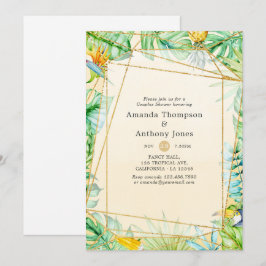エキゾチックトロピカル幾何学カップルシャワー 招待状