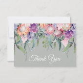 エキゾチックトロピカル ウォーターカラー プロテア フラワー ウェディング サンキューカード (正面)