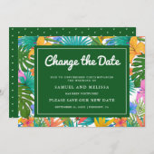 エキゾチックトロピカル カラフル ガーデン 日程を変更する 案内状 (正面/裏面)