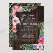 エキゾチックトロピカル フローラル アイ・ドゥ・バーベキュー 婚約 招待状 (正面/裏面)