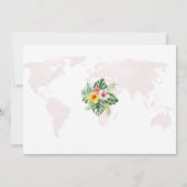 エキゾチックトロピカル フローラル ゴールド 世界地図エンゲージメント 招待状 (裏面)