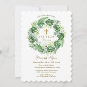 エキゾチックハワイアントロピ葉カルリース《キリスト教》洗礼式や命名式 招待状 (正面)