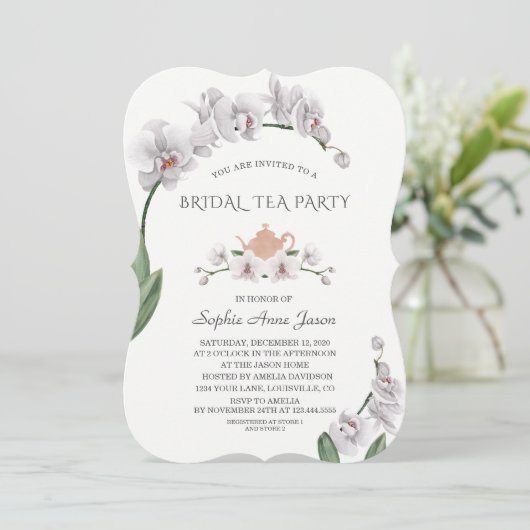 エキゾチックハワイアンホワイトオーキッドブライダルティーパーティー 招待状 (スタンド正面)