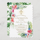 エキゾチックハワイアン熱帯フローラフレームの確認 招待状 (正面/裏面)