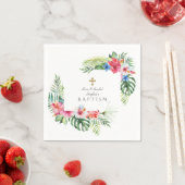 エキゾチックハワイアン熱帯フローラフレームバプテスマ スタンダードカクテルナプキン (インサイチュ)