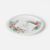 エキゾチックハワイアン熱帯フローラフレームバプテスマ ペーパープレート (アングル)