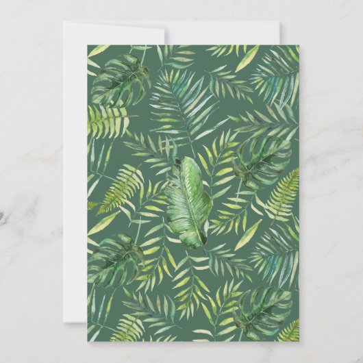 エキゾチックハワイアン熱帯緑のフレームバプテスマ 招待状 (裏面)