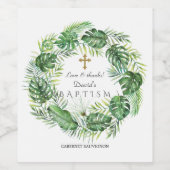 エキゾチックハワイアン熱帯葉リースバプテスマ ワインラベル (シングルラベル)