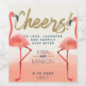 エキゾチックパラダイスコーラルウォーター色フラミンゴ ワインラベル (シングルラベル)