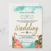 エキゾチックパラダイス フラミンゴのウェディング 招待状 (正面)