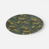 エキゾチックパーティー熱帯雨林ヒョウ柄 ペーパープレート (アングル)