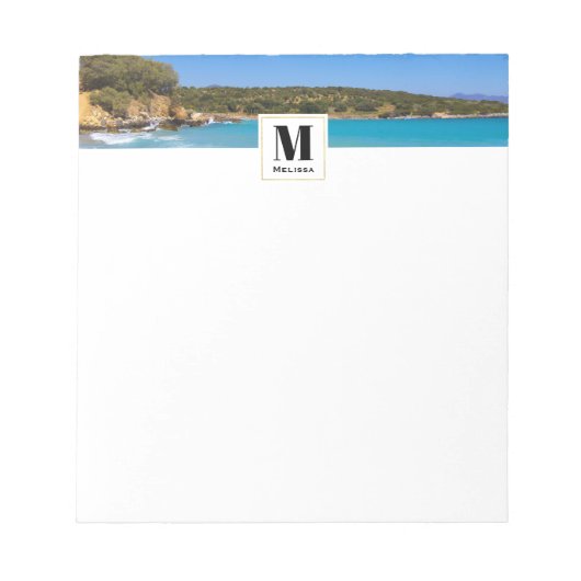 エキゾチックビーチトロピカルアイランドパラダイスモノグラム ノートパッド (正面)