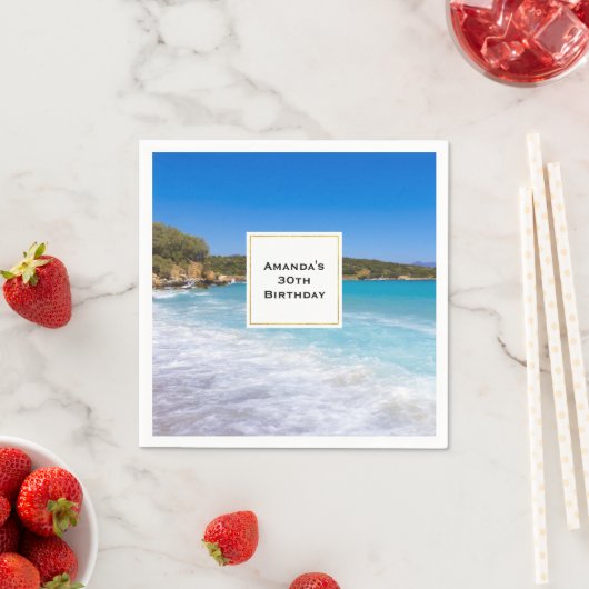 エキゾチックビーチトロピカルアイランドパラダイス誕生日 スタンダードカクテルナプキン (インサイチュ)