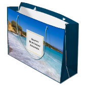 エキゾチックビーチトロピカルアイランドパラダイス誕生日 ラージペーパーバッグ (裏面アングル)