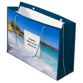 エキゾチックビーチトロピカルアイランドパラダイス誕生日 ラージペーパーバッグ (正面アングル)