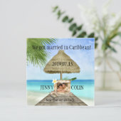 エキゾチックビーチ写真の後のウェディングレセプション招待状 招待状 (スタンド正面)