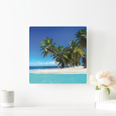 エキゾチックビーチ装飾用クッション スクエア壁時計 (ホーム)