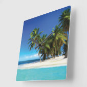 エキゾチックビーチ装飾用クッション スクエア壁時計 (傾斜)