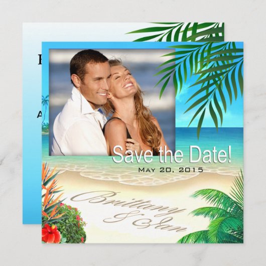 エキゾチックビーチ（砂に私たちの名前を書いてください） 招待状 (正面/裏面)