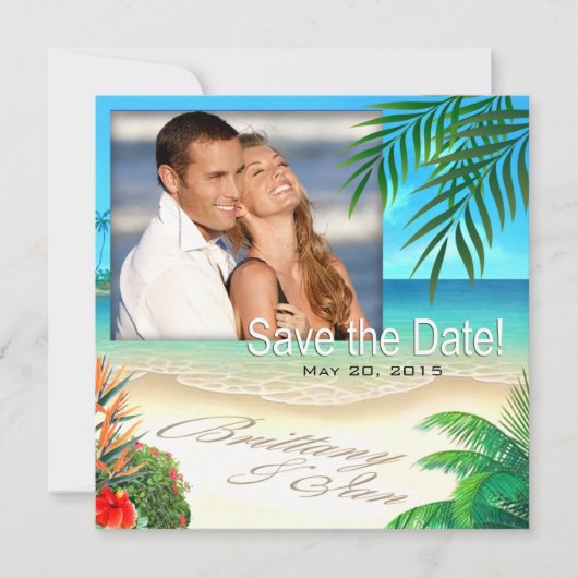 エキゾチックビーチ（砂に私たちの名前を書いてください） 招待状 (正面)