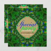 エキゾチックピーコックグリーンインディゴガールズパーティの招待状 招待状 (正面/裏面)