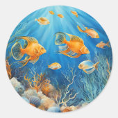 エキゾチックフィッシュと海洋生物 ラウンドシール (正面)