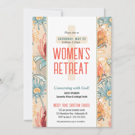 エキゾチックフローラウィメンズチャーチリトリート招待状 招待状 (正面)