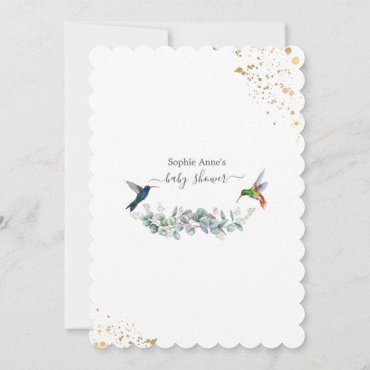 エキゾチックフローラハミングバードバーチャルベビーシャワー 招待状 (裏面)