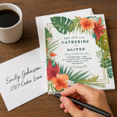 エキゾチックフローラパームトロピカル庭園の結婚式 招待状